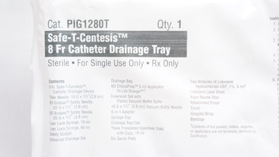 CareFusion PIG1280T Safe-T-Centesis 8Fr. Cath. Drainage Tray